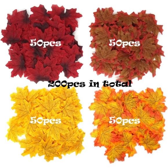 200PCS 8cm/3.1inch Assorted Color Artificial Maple Leaves Fall Leaves Weddings - Picture 4 of 7